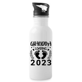 Werdende Oma 2023 Oma loading 2023 - Trinkflasche mit integriertem Trinkhalm - Weiß - Rechts