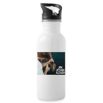 Jin Jiyan Azadi - Frauen Leben Freiheit - Trinkflasche mit integriertem Trinkhalm - Weiß - Rechts