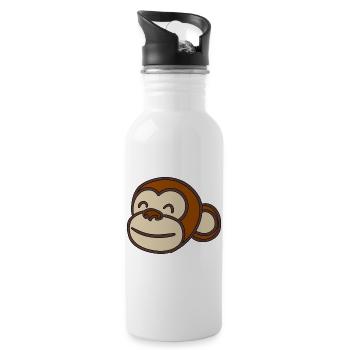 Monkey Head - Water bottle with straw - white - Right