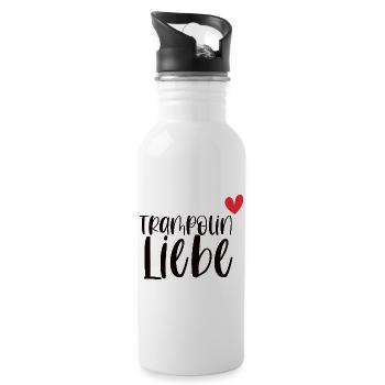 Trampolin Liebe Jumping Fitness Geschenk - Trinkflasche mit integriertem Trinkhalm - Weiß - Rechts