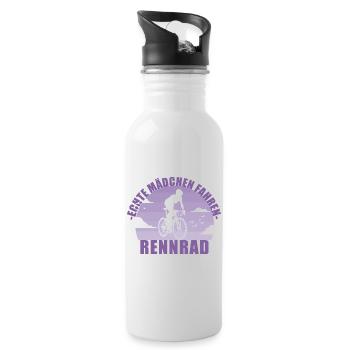 Echte Mädchen fahren Rennrad! Fahrrad Geschenk - Trinkflasche mit integriertem Trinkhalm - Weiß - Rechts