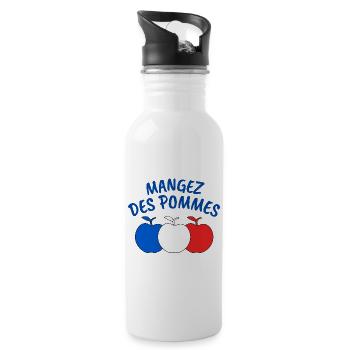 pomme, mangez des pommes - Gourde avec paille intégrée - blanc - Droite