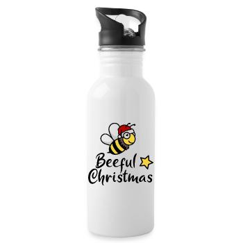 Beeful Christmas Biene Weihnachten Weihnachtsmann - Trinkflasche mit integriertem Trinkhalm - Weiß - Rechts