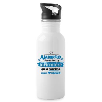 Amoureux d'une infirmière ! humour - Gourde avec paille intégrée - blanc - Droite