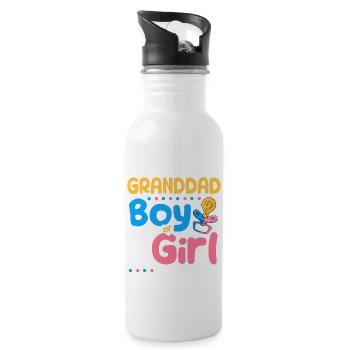 Pink or Blue Granddad Loves You Best Grandpa Ever - Trinkflasche mit integriertem Trinkhalm - Weiß - Rechts