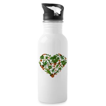 Plant Heart Gardener Valentine's Day - Water bottle with straw - white - Right