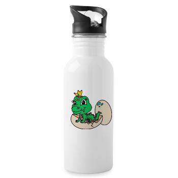Drache mit Krone aus dem Ei - Trinkflasche mit integriertem Trinkhalm - Weiß - Rechts