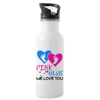 Schwanger, Baby unterwegs, Schwangerschaft - Trinkflasche mit integriertem Trinkhalm - Weiß - Rechts