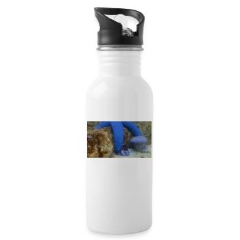 Blue Starfish - Water bottle with straw - white - Right