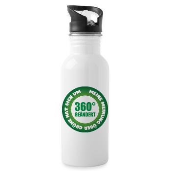 Meine Meinung über Grüne hat sich um 360 Grad geän - Trinkflasche mit integriertem Trinkhalm - Weiß - Rechts