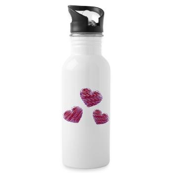 HEART. HEARTS. SAINT VALENTINE. LOVE. LOVE. CHRISTMAS - Water bottle with straw - white - Right