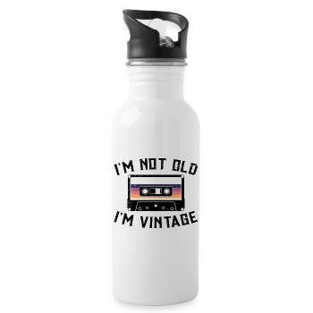 80s 90s Music Cassette Funny Mixtape - Water bottle with straw - white - Right