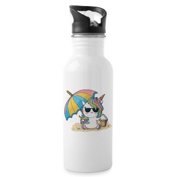 Einhorn-Feenstaub - Lassen Sie sich verzaubern. - Trinkflasche mit integriertem Trinkhalm - Weiß - Rechts