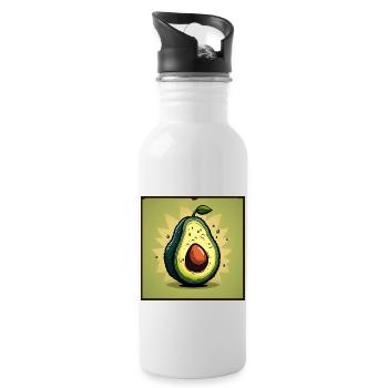 Avocado - Trinkflasche mit integriertem Trinkhalm - Weiß - Rechts