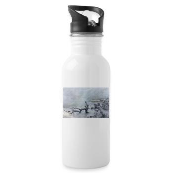 Natur wie gemalt - Trinkflasche mit integriertem Trinkhalm - Weiß - Rechts