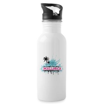 Mallorca Spanien Insel Sommer Palmen Strand Party - Trinkflasche mit integriertem Trinkhalm - Weiß - Rechts