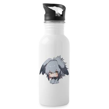 Süßes Schuhschnabel Anime Mädchen - Trinkflasche mit integriertem Trinkhalm - Weiß - Rechts