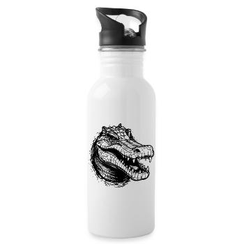 Krokodil - Trinkflasche mit integriertem Trinkhalm - Weiß - Rechts