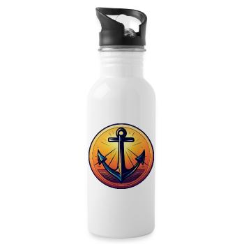 Anchor Sunset Red Colors - Water bottle with straw - white - Right