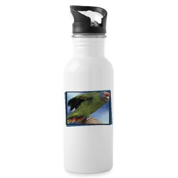 The Red-tailed Parrot - Water bottle with straw - white - Right
