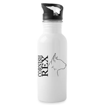 Cornish Rex Profil Katzen Katze Wilsigns - Trinkflasche mit integriertem Trinkhalm - Weiß - Rechts