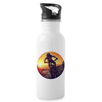 mtb mountain bike downhill sunset - Trinkflasche mit integriertem Trinkhalm - Weiß - Rechts