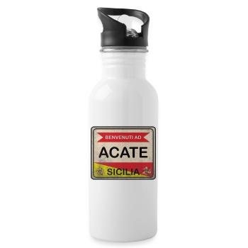 t-shirt Sicily t-shirt Acate Sicilian town - Water bottle with straw - white - Right
