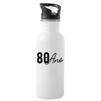 80 Ans - Gourde avec paille intégrée - blanc - Droite