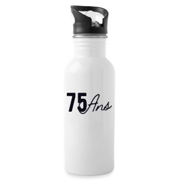 75 Ans - Gourde avec paille intégrée - blanc - Droite