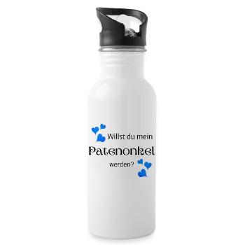 Willst du mein Patenonkel werden - Trinkflasche mit integriertem Trinkhalm - Weiß - Rechts