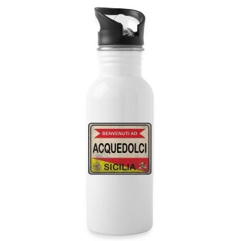 t-shirt Sicilia Acquedolci t-shirt gift idea - Water bottle with straw - white - Right