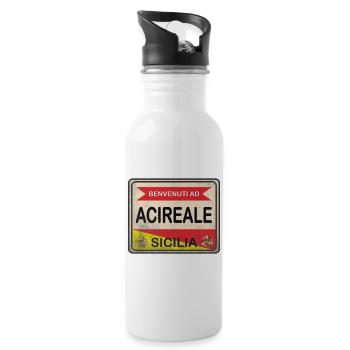 Sicily t-shirt Acireale t-shirt gift idea - Water bottle with straw - white - Right