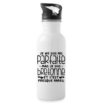 Je ne suis pas parfaite mais je suis bretonne - Gourde avec paille intégrée - blanc - Droite