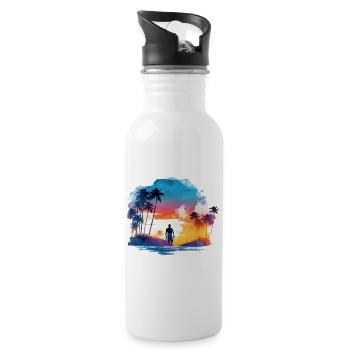 Einfach nur Sommer, Sonne und Strand - Trinkflasche mit integriertem Trinkhalm - Weiß - Rechts