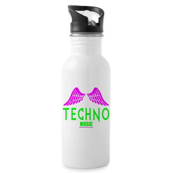 Engelsflügel der Techno-Musik - Trinkflasche mit integriertem Trinkhalm - Weiß - Rechts