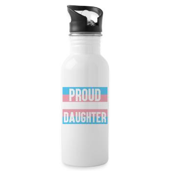 LGBT Pride Month - Proud of My Trans Daughter - Water bottle with straw - white - Right