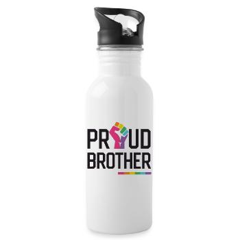 LGBT Pride Month - Proud Brother - Water bottle with straw - white - Right