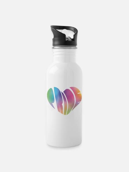 Coeur de la Pride - Gourde avec paille intégrée - blanc