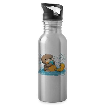 Rubber Duck Otter - Water bottle with straw - silver - Right