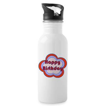 ALLES GUTE ZUM GEBURTSTAG. ALLES GUTE ZUM GEBURTSTAG. JAHRESTAG. - Trinkflasche mit integriertem Trinkhalm - Weiß - Rechts