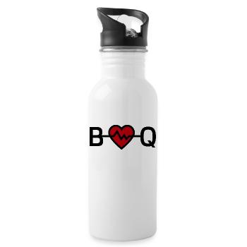 ''BBQ'' ist mein Herz - Trinkflasche mit integriertem Trinkhalm - Weiß - Rechts