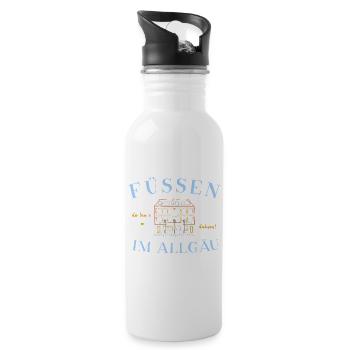 Füssen im Allgäu, Altstadt, Fassade Stadtapotheke - Trinkflasche mit integriertem Trinkhalm - Weiß - Rechts