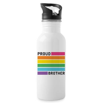 Pride Month LGBT - Stolzer Bruder - Trinkflasche mit integriertem Trinkhalm - Weiß - Rechts