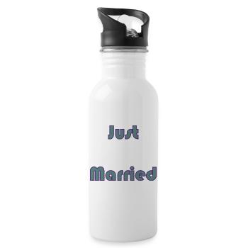 ICH HABE GERADE GEHEIRATET. Junggesellinnenabschied. HEILIGER VALENTINSTAG. PAAR. HERZ - Trinkflasche mit integriertem Trinkhalm - Weiß - Rechts