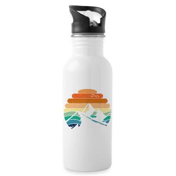 Berglandschaft Sonnenuntergang - Trinkflasche mit integriertem Trinkhalm - Weiß - Rechts
