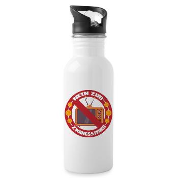 Nein zur Zwangssteuer - Trinkflasche mit integriertem Trinkhalm - Weiß - Rechts