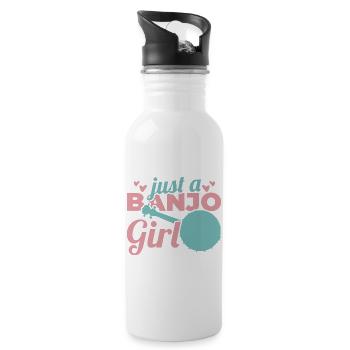 Funny Banjo Girl - Water bottle with straw - white - Right