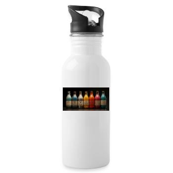 Vintage Farben - Trinkflasche mit integriertem Trinkhalm - Weiß - Rechts