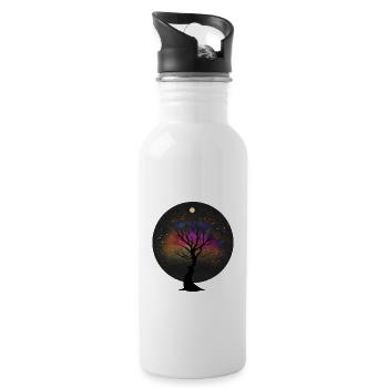 Tree in the universe - Water bottle with straw - white - Right