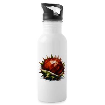 Polygon Kastanie: Herbstlicher Laubbaum in - Trinkflasche mit integriertem Trinkhalm - Weiß - Rechts